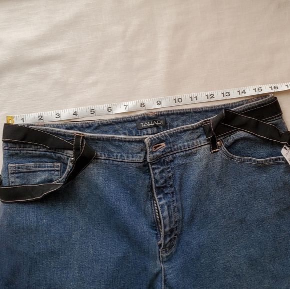 NWT Tahari Indigo Straight Leg, Medium Rise Ribbon Waist Jeans Size 12 M8DU2204 - Picture 8 of 12